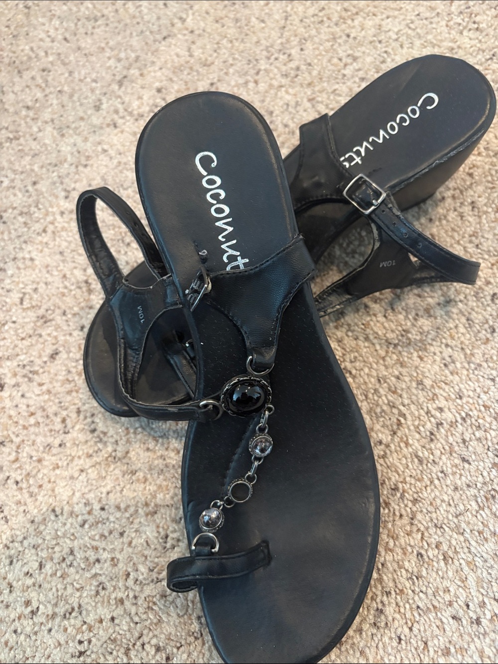 Coconuts by Matisse Black T-Bar Jeweled Women's Sandals